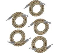 Stanchion Rope, Suspended rope barrier with silver hook, hemp woven, upright(5 Pack,180cm/71 in)