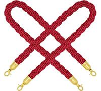 Stanchion Rope, Suspended twisted queue rope control with polished gold hook, hemp woven(2 Pack,3m/9.8ft)