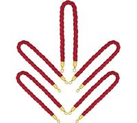 Stanchion Rope, Suspended twisted queue rope control with polished gold hook, hemp woven(5 Pack,3m/9.8ft)