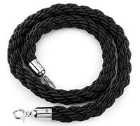 Stanchion Rope with Silver Plated Hooks - Durable Hemp Braided Crowd Control Barrier for Events Warehouses and Grand Openings - Available in 1/2/4 Pack Options for Versatile Use