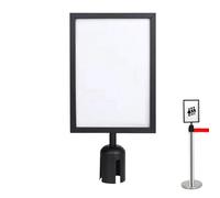 Stanchion Sign Holder - Black A4 Pedestal Poster Base, Double Sided Stanchion Sign Holder, Vertical Queue Barrier Frame, Metal Information Display Stand, Office Products, Grey For Museum Entrance