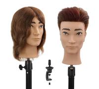 Stancia Hairdresser Mannequin Head Male Mannequin Head Human Hair for Practice Haircut, Cosmetology Mannequin Head with 100% Real Hair