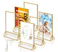 Stand A5 Gold, Pack of 6 Tish Stands, A5 Acrylic Tishcard Holder, Table Number Stand for Wedding Table Decoration, A5 Chic Flyer Stand, Card Stand, Picture Frame for Children's Drawings