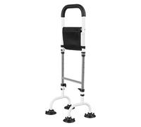 Stand Assist Aid for Elderly, Heavy-Duty Standing Rail Bar with Anti-Slip Quad Base, 5-Level Height Adjustable Mobility Aid for Couch, Bed & Toilet with Light