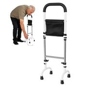 Stand Assist Aid for Elderly, Height Adjustable Standing Aid Rail Quad Cane Base Chair Lift Assist Device, Sit to Stand Mobility Aid for Seniors Bathroom Bedroom Toilet Use (Without Light)