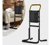 Stand Assist for Elderly - Adjustable Mobility Support with Sturdy Widened Base& Flat Anti-Slip Feet for Chair, Couch, Toilet, Portable Stand Up Grab Bar with Foam Padded Handles& Storage Pocket