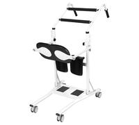 Stand Assist Nursing Chair & Mobility Walker, 180° Split Seat Hoist for Lifting Elderly, Adjustable Commode Transfer Chairs, Standing Aid for Getting Out of Chair, 100kg Black & White