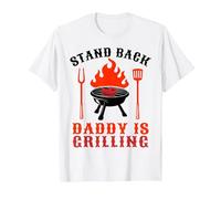 Stand Back Daddy is Grilling BBQ Grilling Barbecue Daddy BBQ T-Shirt, Men, White, 4X-Large