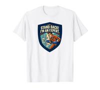 Stand Back I’m an Expert Funny DIY Repair Humor Warning Value Graphic T-Shirt, Men, White, L