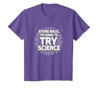 Stand Back, I'm Going to Try Science - Teacher Humor T-Shirt, Kids, Purple Heather, 12 Years