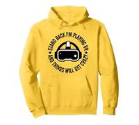 Stand Back I'm Playing VR And Things Will Get Crazy funny VR Pullover Hoodie, Adult Unisex, Lemon Yellow, Large