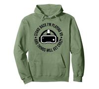 Stand Back I'm Playing VR And Things Will Get Crazy funny VR Pullover Hoodie, Adult Unisex, Sage Green, XX-Large