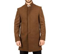 Stand Collar Wool Blend Overcoat Classic Trench Coat Winter Jacket TruClothing Brown XXL