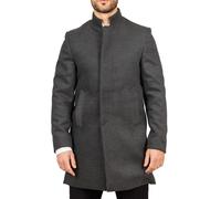 Stand Collar Wool Blend Overcoat Classic Trench Coat Winter Jacket TruClothing Grey L