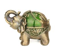 Stand Elephant Decorative Ashtray with Lid for Cigarettes Metal Smoking Ash Tray Holder for Smoker Windproof Cigarette ashtrays for Indoors Outdoors Fancy Gift Ornament for Men Women (Dark Green)