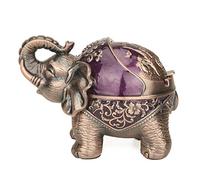 Stand Elephant Decorative Ashtray with Lid for Cigarettes Metal Smoking Ash Tray Holder for Smoker Windproof Cigarette ashtrays for Indoors Outdoors Fancy Gift Ornament for Men Women (Dark Purple)