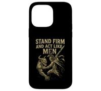 Stand Firm and Act Like Men Spartan Solider Fighting Demon Case for iPhone 14 Pro Max