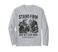 Stand Firm and Act Like Men Spartan Warrior Fighting Beast Long Sleeve T-Shirt