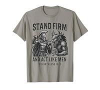 Stand Firm and Act Like Men Spartan Warrior Fighting Beast T-Shirt