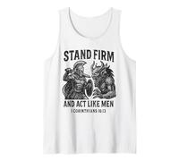 Stand Firm and Act Like Men Spartan Warrior Fighting Beast Tank Top