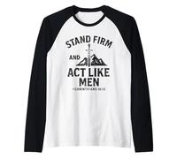 Stand Firm and Act Like Men Sword of The Spirit and Mountain Raglan Baseball Tee
