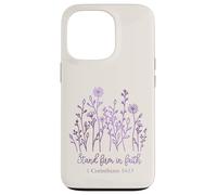 Stand Firm in Faith Bible Verse Floral Design Case for iPhone 13 Pro