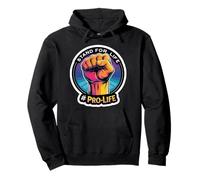 Stand For Life Pro-Life Raised Fist Unborn Baby Fetus Rally Pullover Hoodie