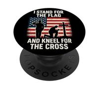 Stand For The Flag Kneel For The Cross Patriotic Christian PopSockets Adhesive PopGrip