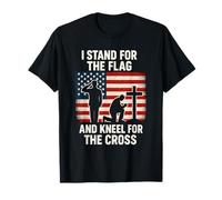 Stand for The Flag Kneel for The Cross Patriotic Christian T-Shirt