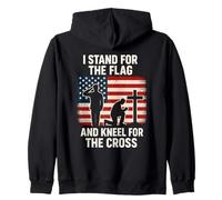Stand For The Flag Kneel For The Cross Patriotic Christian Zip Hoodie