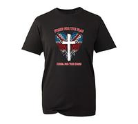 Stand for The Flag Kneel for The Cross T-Shirt, Funny Union Jack Flag Christian Cross Unisex Kids Adults Top (Black, M)