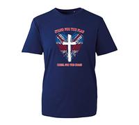 Stand for The Flag Kneel for The Cross T-Shirt, Funny Union Jack Flag Christian Cross Unisex Kids Adults Top (Navy, 4XL)