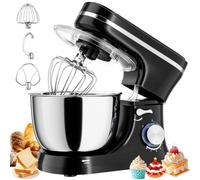 Stand Mixer, 5L 1000W Tilt-Head with Removable Stainless Steel Bowl & 3 Attachments, 8 Speeds for Cakes, Bread & Dough (Black)