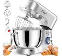 Stand Mixer, 5L Food Mixers for Baking, 8-Speed 1000W Kitchen Electric Standing Mixer With Dough Hook, Whisk, Beater, Splash Guard, Mixing Bowl (Silver)