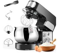 Stand Mixer, 700W 6-Speeds Electric Food Mixer with Pouring Shield, 4L Stainless Steel Mixing Bowl, Dough Hooks & Mixer Beaters for Dressings, Frosting, Meringues & More (KX1)
