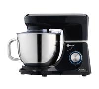 Cooks Professional Stand Mixer 1200W with 6 Speeds & Pulse Function, 7L Stainless Steel Mixing Bowl, Splash Guard, Whisk, Beater & Dough Hook | Electric Kitchen Mixer for Cakes, Bread, Baking | Black