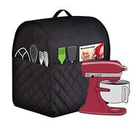 Stand Mixer Dust-proof Cover for KitchenAid Mixer，Multi Pockets for Various Kitchen Appliance Accessories，Water-resistant，Easy Cleaning (Black, Fit for Tilt Head 4.5-5 Quart)