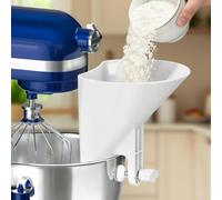 Stand Mixer Flour Funnel Attachment ABS Kitchen Gadget Guided Pouring Design for Baking Prep White Colour 13x13.5x8cm