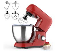 Stand Mixer for Baking Food Mixer, 1300W Max, Large 3.5/4Litre Bowl 6 Speed Pulse Mode,With Dough Hook, Whisk, Beater, Splash Guard & Mixing Bowl For Baking, Dishwasher Safe (4L - Red)