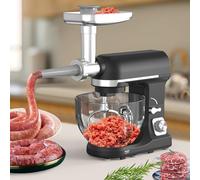 Stand Mixer with Meat Grinder, Food Mixers, 5.5L Sausage Maker Meats Mincer, Food Grinding Mincing Machine, 6 Speeds Pulse Function, 10 Accessories, Hook, Whisk, Beater, Blender, Mincer, Sausage Maker