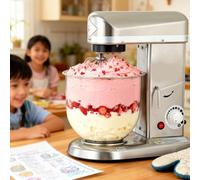 Stand Mixer with Splash Guard, Dishwasher-Safe Attachments for Home and Commercial Use, Powerful Motor, Easy to Clean, Includes Whisk and Dough Hook, Versatile Kitchen Appliance