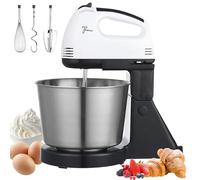 Stand Mixers, 7 Speeds With 3QT Stainless Steel Bowl, Stand and Hand Mixer with Dough Hook, Whisk, Kitchen Electric Mixer with Dough Hook, Mixing Beater for Baking, Cake, Cookie, Kneading (A)