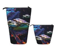 Stand Pencil Case A Colorful Tropical Sea Turtle Telescopic Pencil Bag Retractable Pen Holder Cosmetic Telescopic Pen Pouch for Unisex Organizer Stationary Students