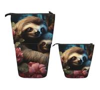 Stand Pencil Case A Sloths and A Baby Sloths Telescopic Pencil Bag Portablem Telescopic Pen Pouch Large Pen Holder for Office Supplies School Office Organizer Stationary