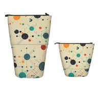 Stand Pencil Case Absctract Geometric Pattern Space Standing Pencils Pouch Portablem Pen Holder Stationery Makeup Bag for Office Supplies School Office Students