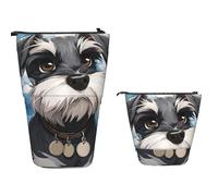 Stand Pencil Case Adorable Schnauzer Makeup Bag Portablem Telescopic Pencil Bag Cosmetic Standing Pencils Pouch for Unisex Office Supplies Organizer Stationary