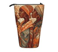 Stand Pencil Case Africa Ethnic Pottery Pen Holder Portablem Standing Pencils Pouch Multifunctional Telescopic Pencil Bag for Unisex Students Office Supplies