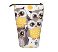 Stand Pencil Case Animal Cartoon Owls Cute Standing Pencils Pouch Cosmetic Pen Holder Large Makeup Bag for Students Unisex Office Supplies