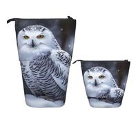 Stand Pencil Case Arctic Owl Standing Pencils Pouch Cosmetic Pen Holder Retractable Telescopic Pen Pouch for Unisex Office Supplies Students