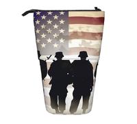 Stand Pencil Case Armed Forces Day American Telescopic Pencil Bag Large Standing Pencils Pouch Retractable Telescopic Pen Pouch for Unisex Office Supplies School Office
